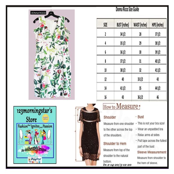 DONNA RICCO NEW Romantic Floral Cold Shoulder V-Neck Sheath Dress 10 - Picture 12 of 12